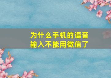 为什么手机的语音输入不能用微信了