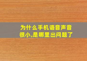 为什么手机语音声音很小,是哪里出问题了