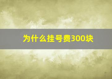 为什么挂号费300块