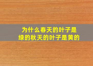 为什么春天的叶子是绿的秋天的叶子是黄的