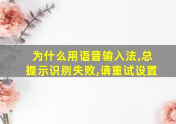 为什么用语音输入法,总提示识别失败,请重试设置