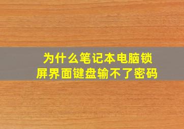 为什么笔记本电脑锁屏界面键盘输不了密码