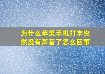 为什么苹果手机打字突然没有声音了怎么回事