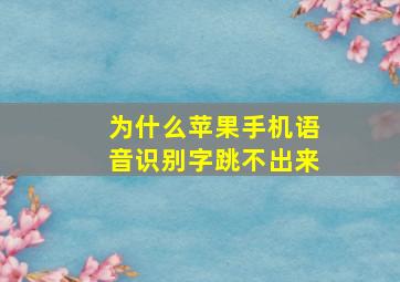 为什么苹果手机语音识别字跳不出来