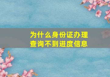 为什么身份证办理查询不到进度信息