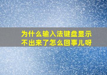 为什么输入法键盘显示不出来了怎么回事儿呀