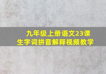 九年级上册语文23课生字词拼音解释视频教学