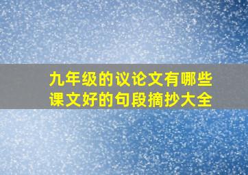 九年级的议论文有哪些课文好的句段摘抄大全