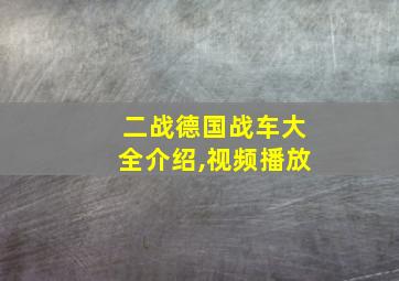 二战德国战车大全介绍,视频播放