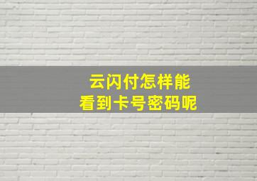 云闪付怎样能看到卡号密码呢