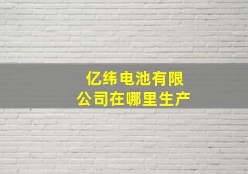 亿纬电池有限公司在哪里生产