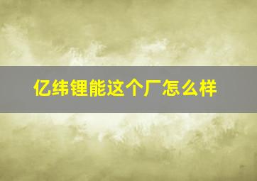 亿纬锂能这个厂怎么样