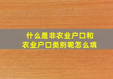 什么是非农业户口和农业户口类别呢怎么填