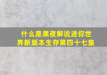 什么是黑夜解说迷你世界新版本生存第四十七集