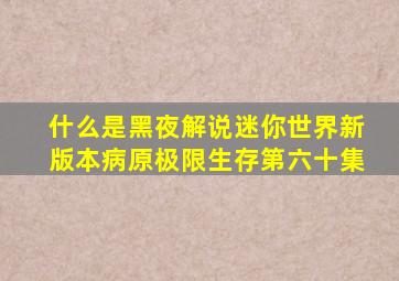 什么是黑夜解说迷你世界新版本病原极限生存第六十集