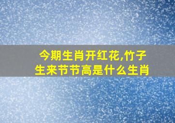 今期生肖开红花,竹子生来节节高是什么生肖