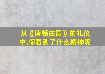 从《唐顿庄园》的礼仪中,你看到了什么精神呢