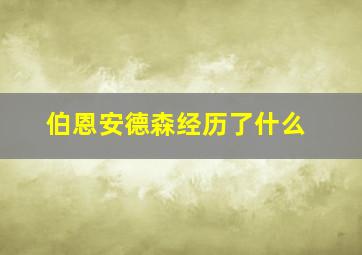 伯恩安德森经历了什么