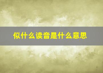 似什么读音是什么意思