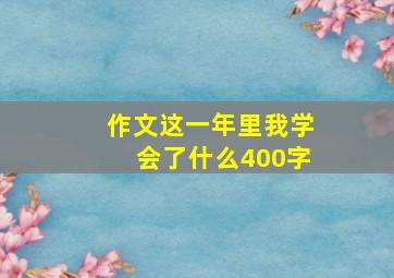 作文这一年里我学会了什么400字