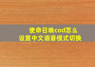 使命召唤cod怎么设置中文语音模式切换