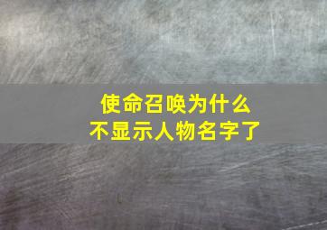 使命召唤为什么不显示人物名字了