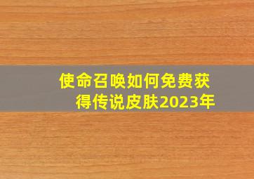 使命召唤如何免费获得传说皮肤2023年