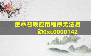 使命召唤应用程序无法启动0xc0000142