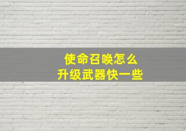 使命召唤怎么升级武器快一些