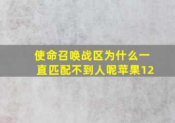 使命召唤战区为什么一直匹配不到人呢苹果12