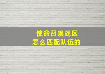 使命召唤战区怎么匹配队伍的