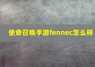 使命召唤手游fennec怎么样