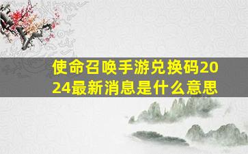 使命召唤手游兑换码2024最新消息是什么意思