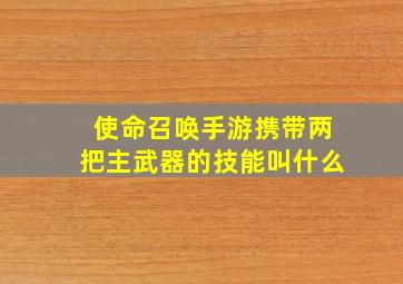 使命召唤手游携带两把主武器的技能叫什么