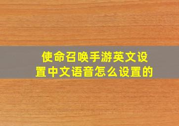 使命召唤手游英文设置中文语音怎么设置的