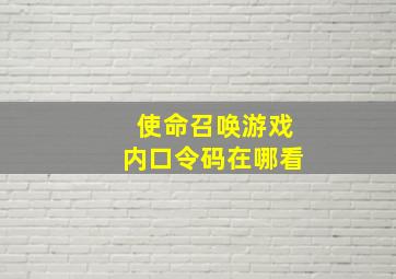 使命召唤游戏内口令码在哪看