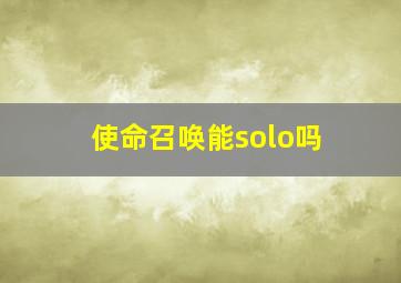 使命召唤能solo吗