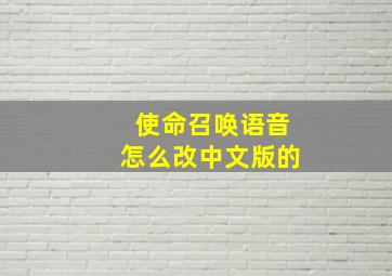 使命召唤语音怎么改中文版的