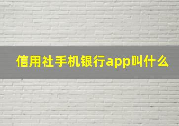 信用社手机银行app叫什么