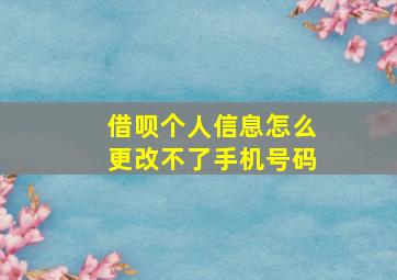 借呗个人信息怎么更改不了手机号码