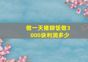 做一天猪脚饭做3000块利润多少