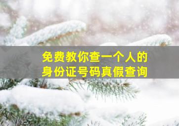 免费教你查一个人的身份证号码真假查询