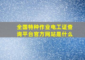 全国特种作业电工证查询平台官方网站是什么