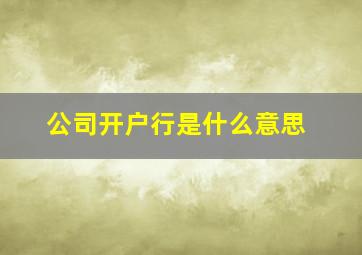 公司开户行是什么意思