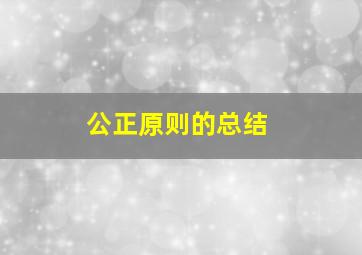 公正原则的总结