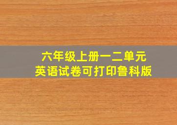 六年级上册一二单元英语试卷可打印鲁科版