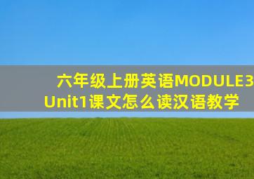 六年级上册英语MODULE3Unit1课文怎么读汉语教学