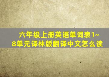 六年级上册英语单词表1~8单元译林版翻译中文怎么读