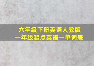 六年级下册英语人教版一年级起点英语一单词表