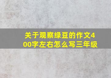 关于观察绿豆的作文400字左右怎么写三年级